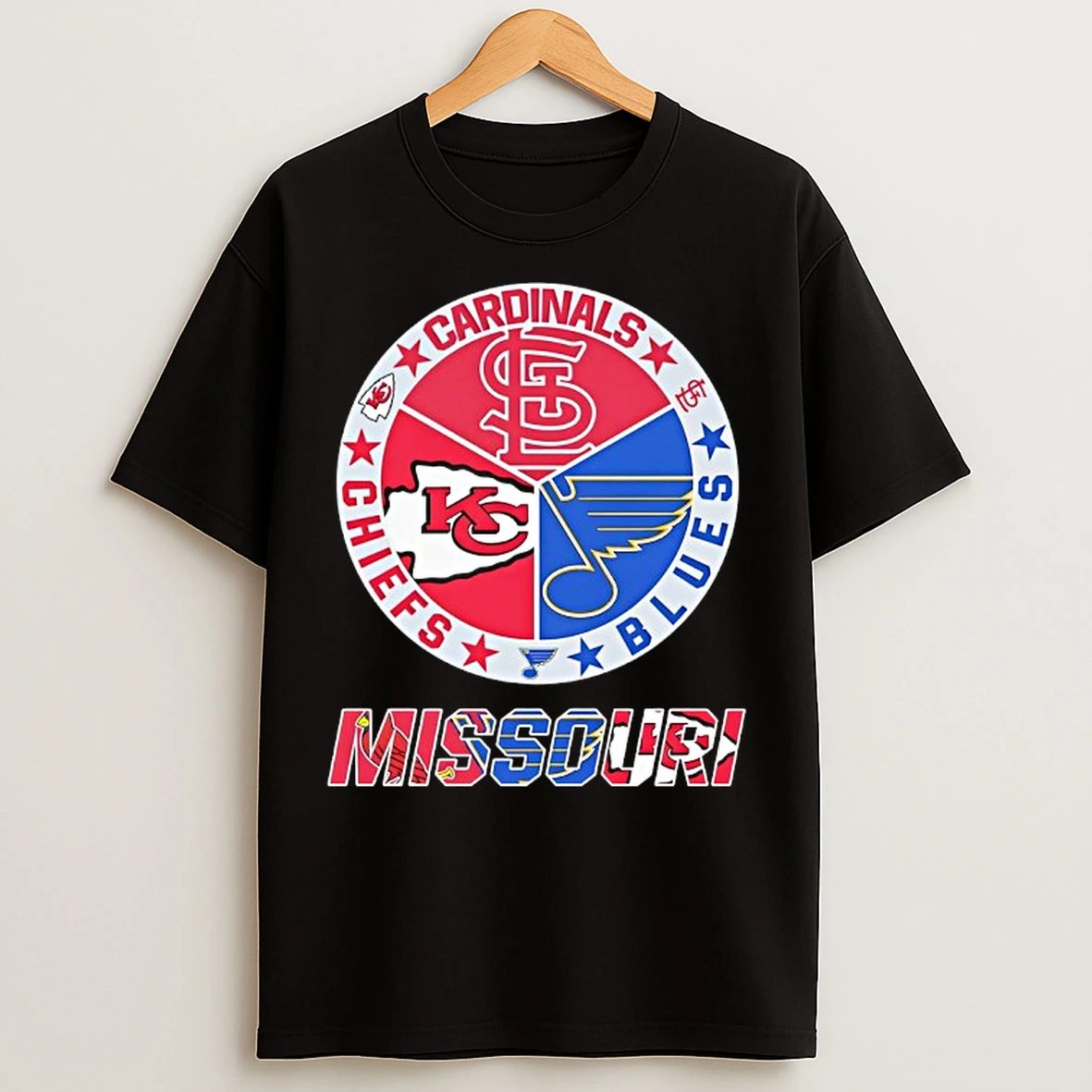Classic Missouri St Louis Cardinals Kansas City Chiefs St Louis Blues Mashup Logo T Shirts