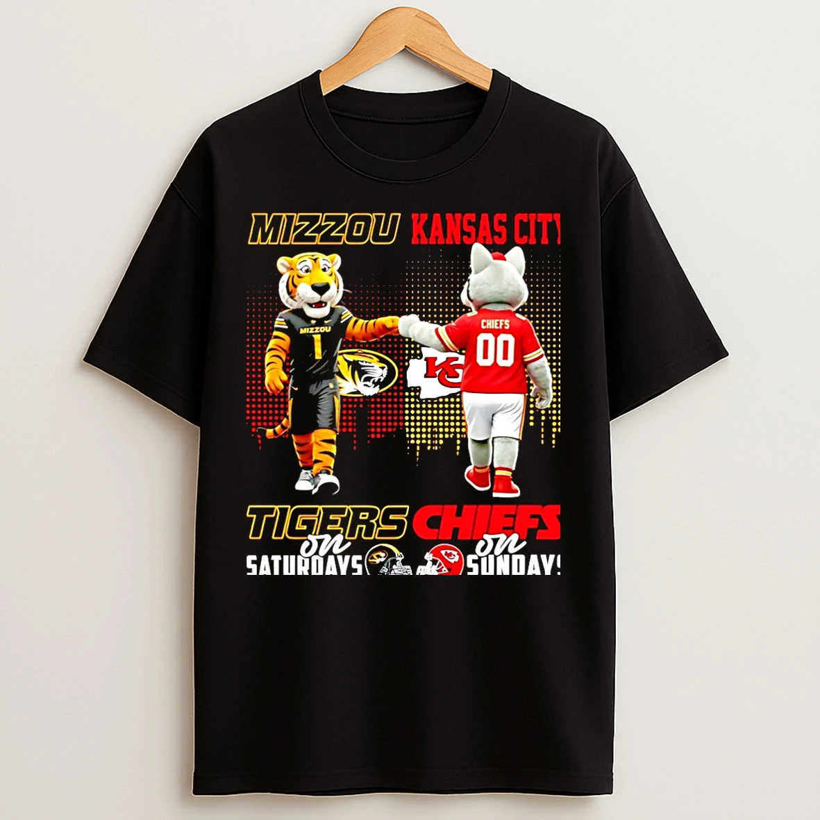 Classic Missouri Tigers On Saturdays Vs Kansas City Chiefs On Sundays Mascot Skyline Christmas T Shirts