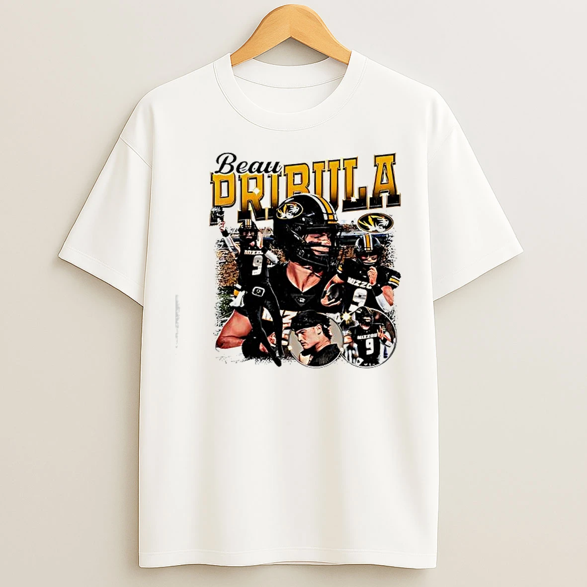 Classic Mizzou Tigers Nil Beau Pribula 9 Player T Shirts