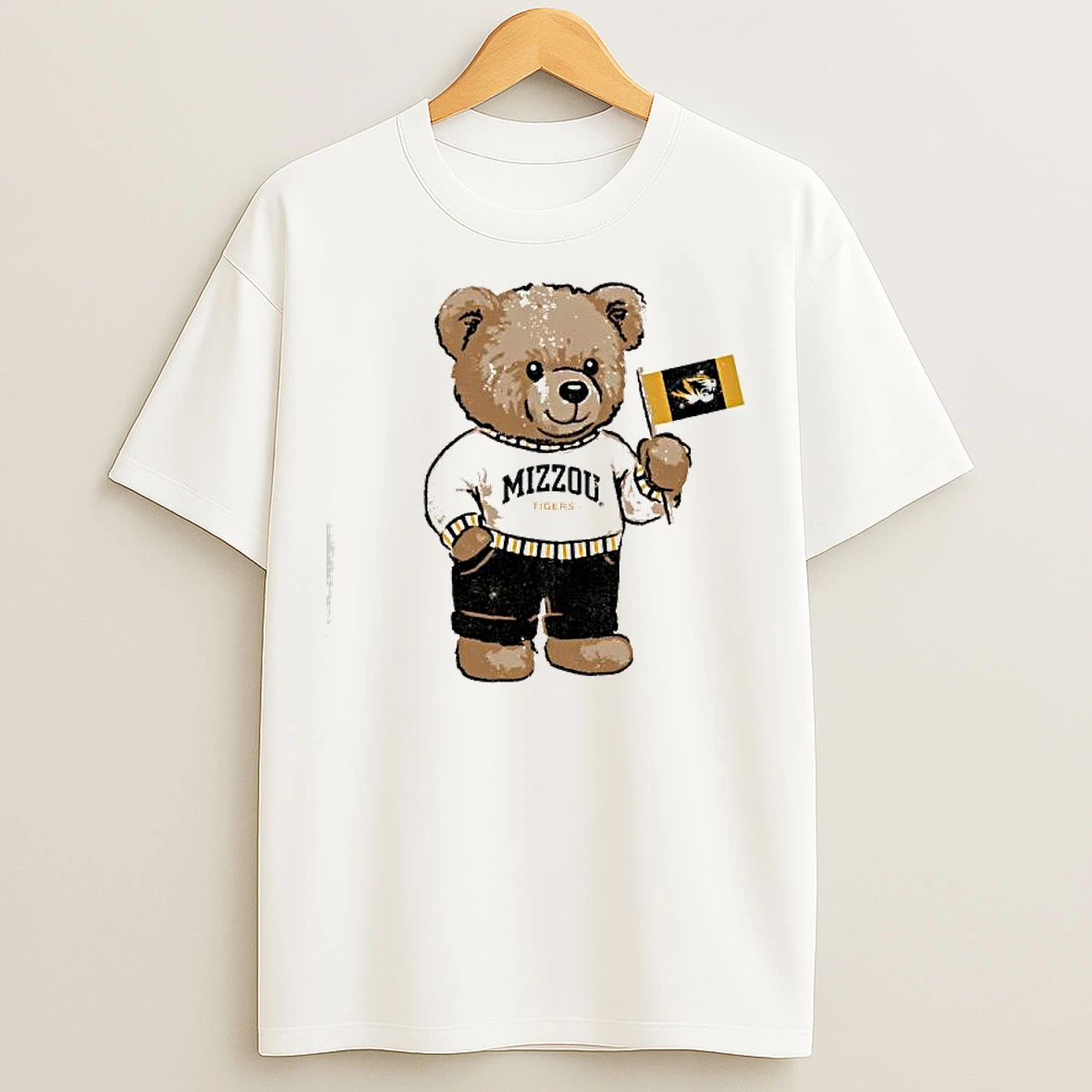 Classic Mizzou Tigers Teddy Bear Flag Butter T Shirts