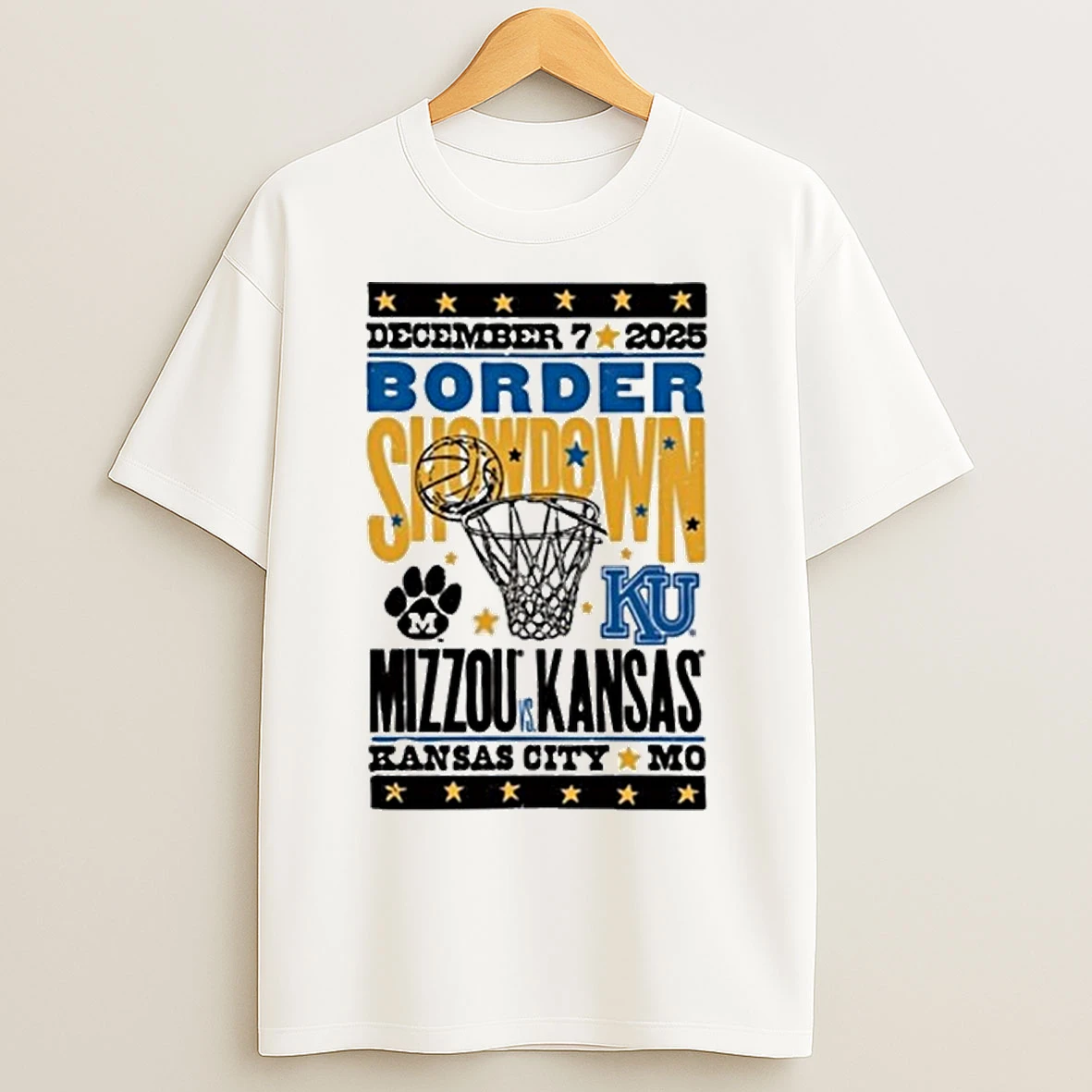 Classic Mizzou Vs Kansas Basketball Border Showdown December 7 2025 T Shirts