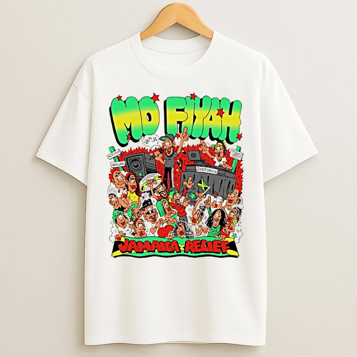 Classic Mo Fiyah Support Jamaica Relief Caricature T Shirts