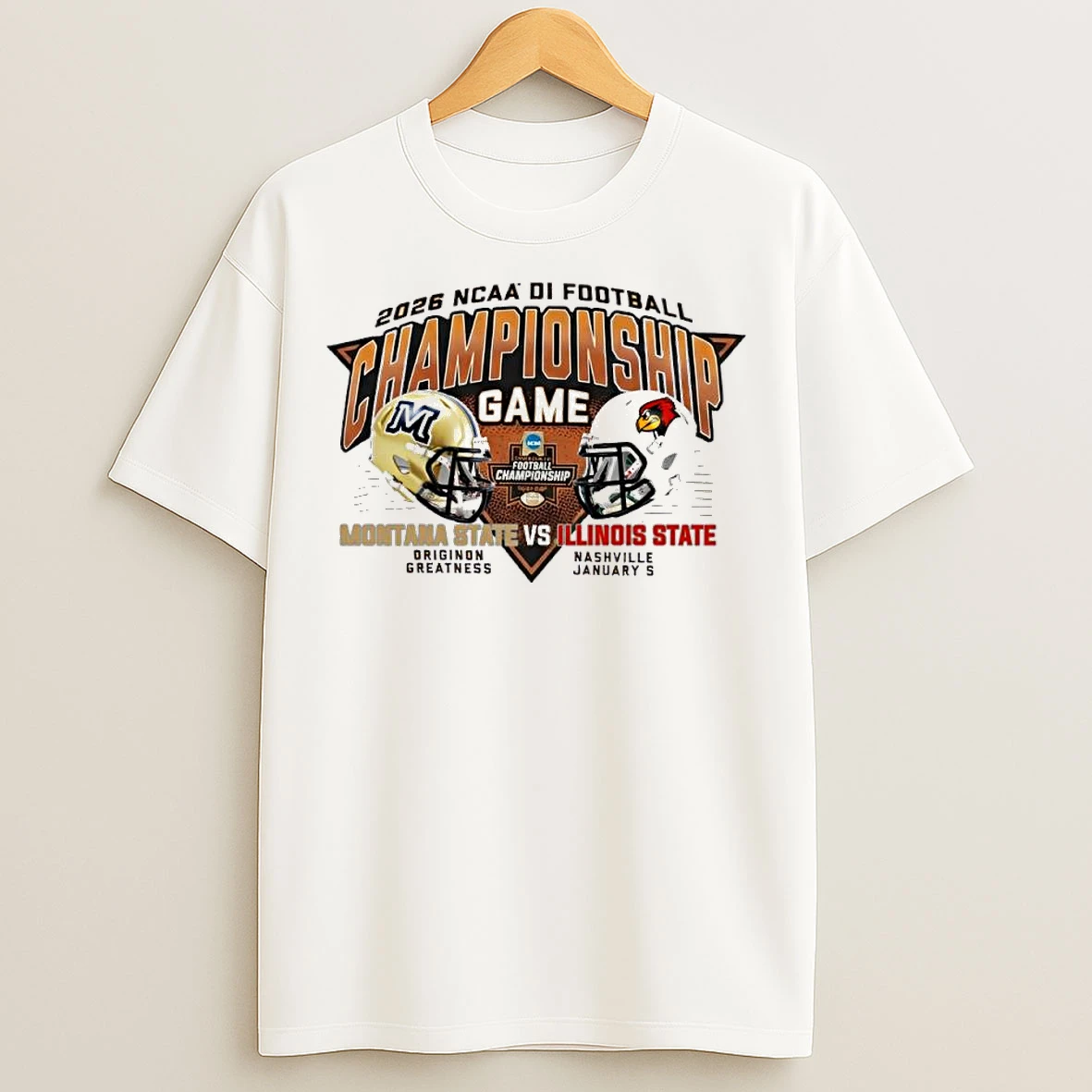 Classic Montana State Vs Illinois State 2025 26 Ncaa Di Football Championship Matchup T Shirts