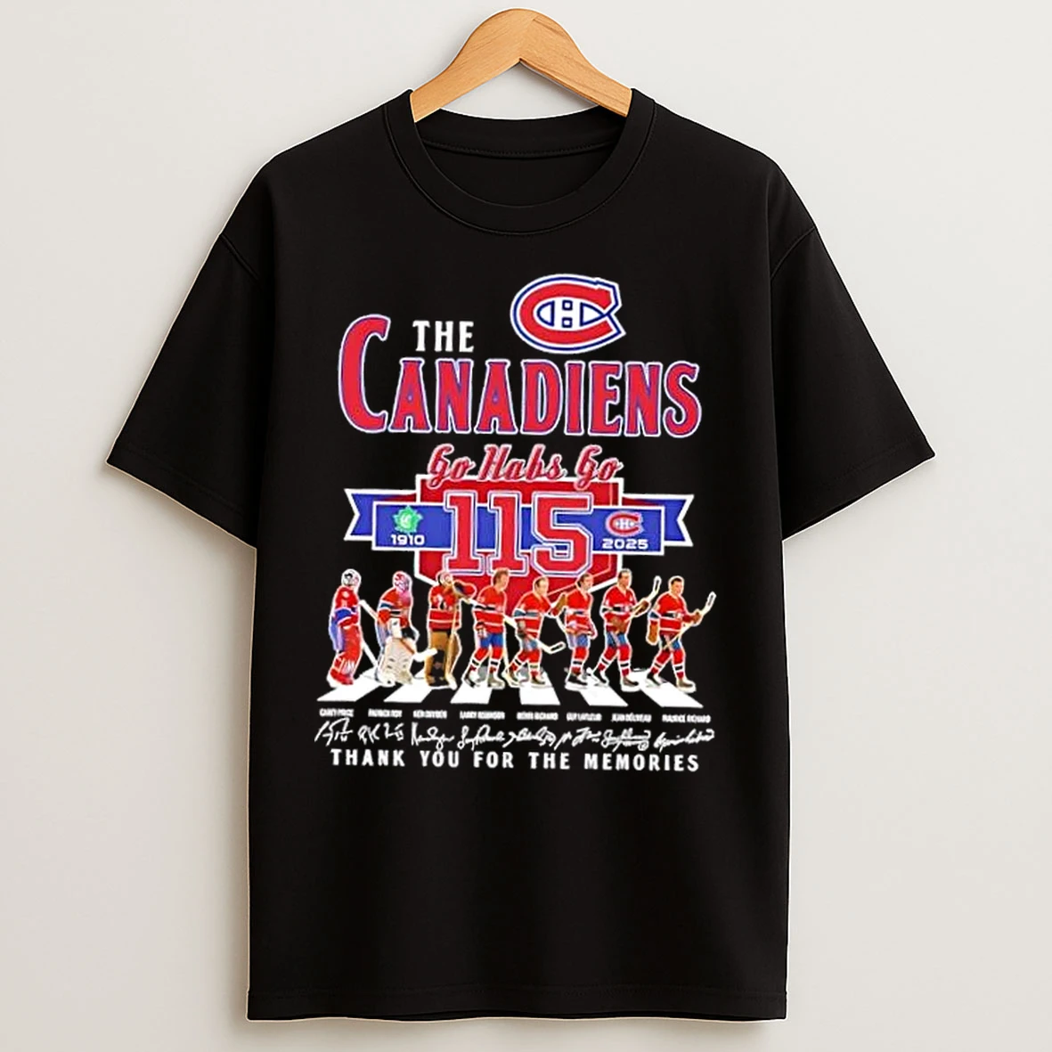 Classic Montreal Canadiens Go Habs Go 115 Years 1910 2025 Carey Price And Legends Abbey Road Signatures T Shirts