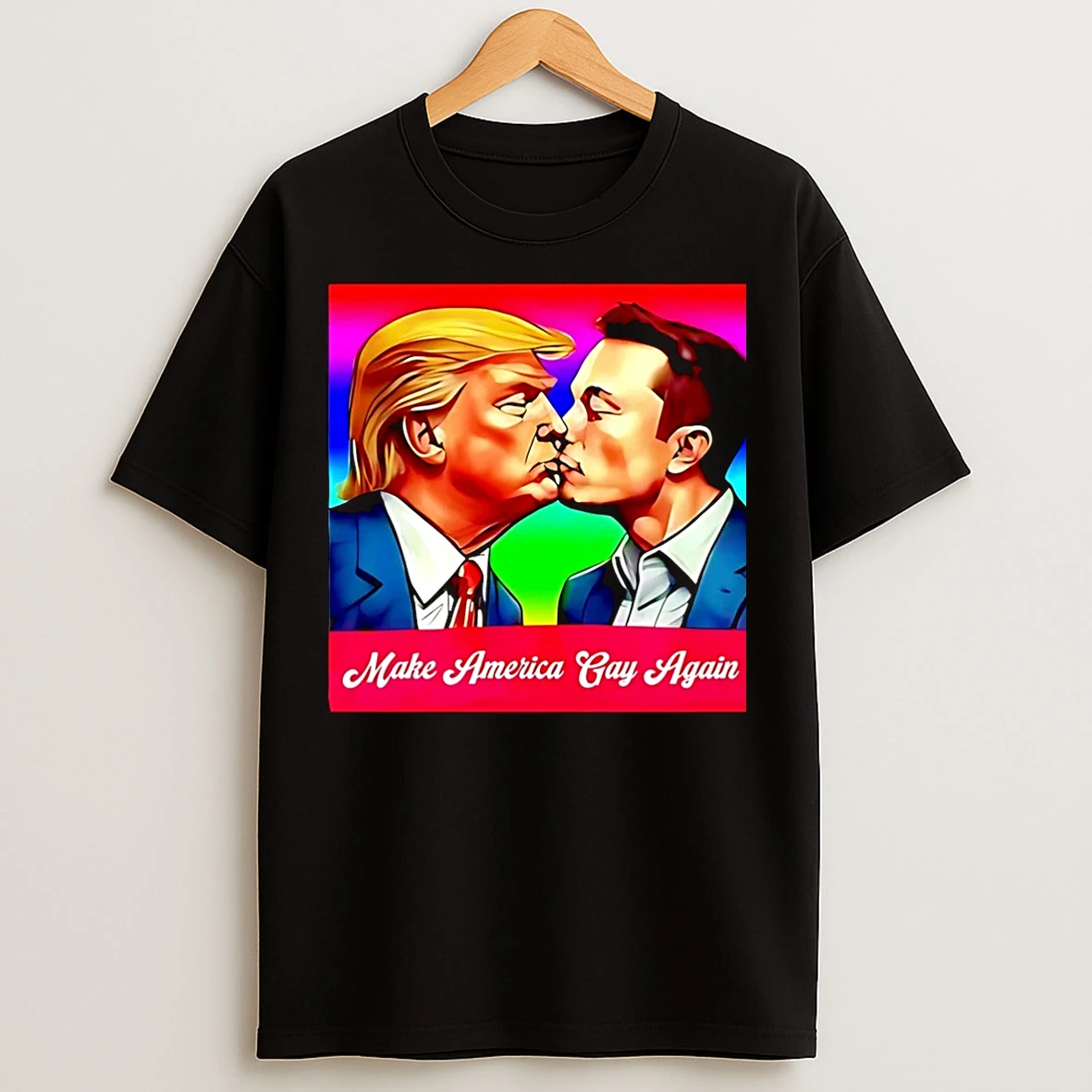 Classic Musk And Trump Kiss Make America Gay Again Christmas T Shirts