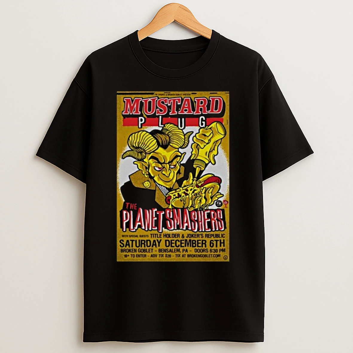 Classic Mustard Plug And The The Planet Smashers Dec 6 2025 In Bensalem Pa T Shirts