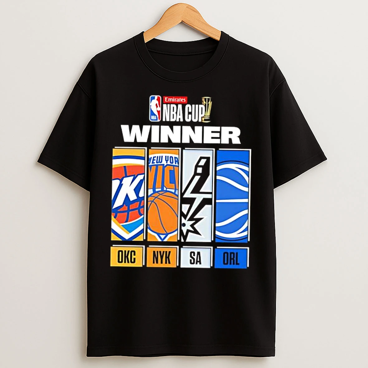 Classic Nba Cup Winner Oklahoma City Thunder New York Knicks San Antonio Spurs Orlando Magic T Shirts