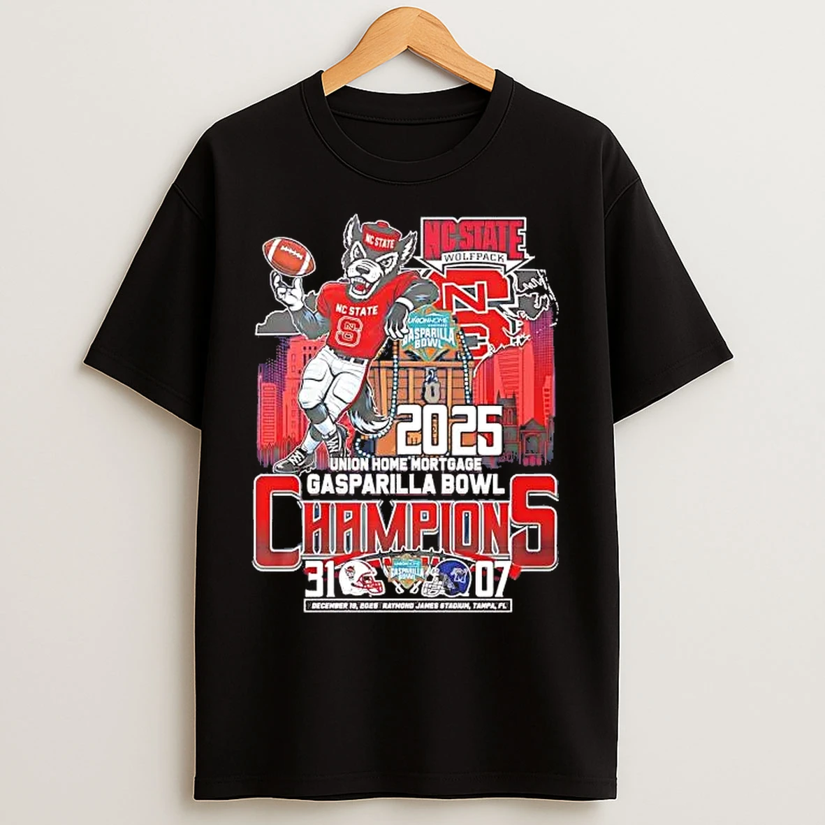 Classic Nc State Wolfpack 2025 Mortgage Gasparilla Bowl Champions T Shirts
