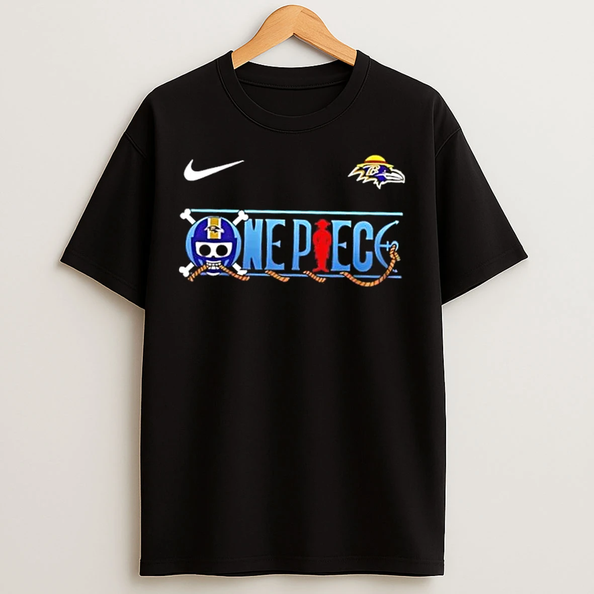 Classic Nfl Baltimore Ravens X One Piece Wanted Monkey D Luffy T Shirts