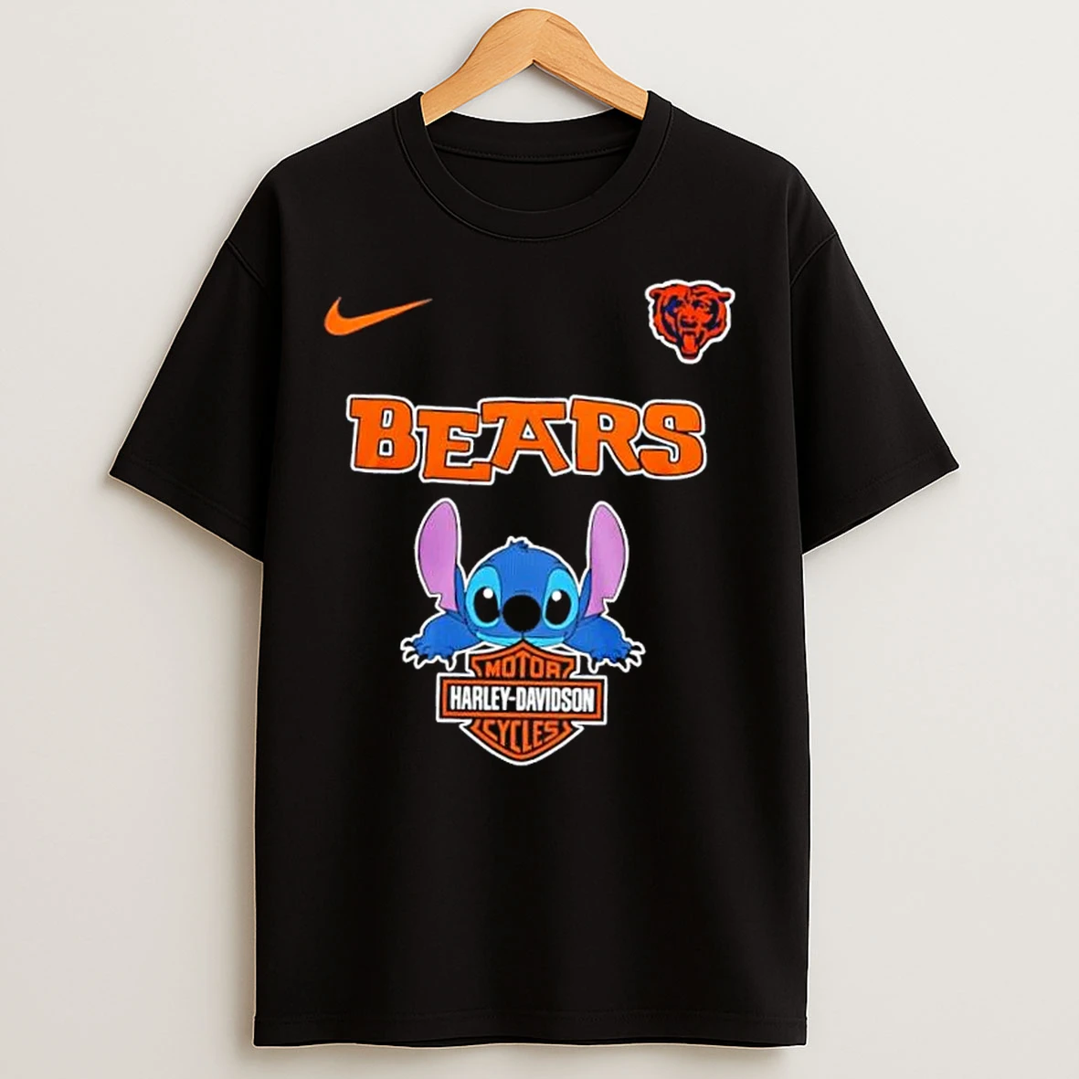 Classic Nfl Chicago Bears Stitch Harley Davidson T Shirts