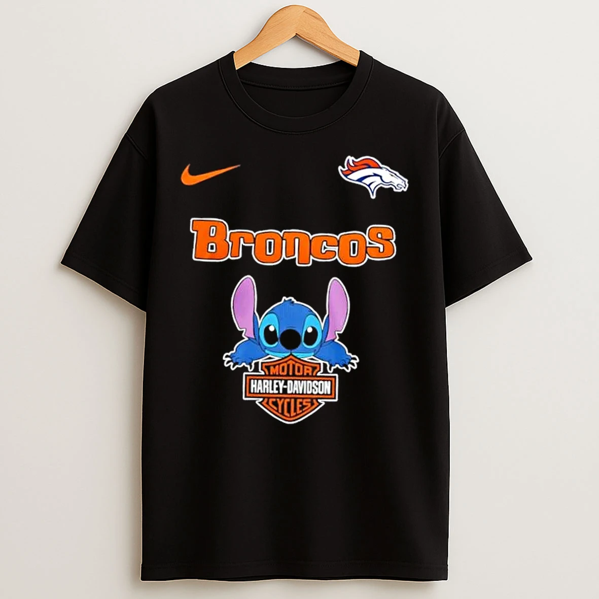 Classic Nfl Denver Broncos Stitch Harley Davidson T Shirts