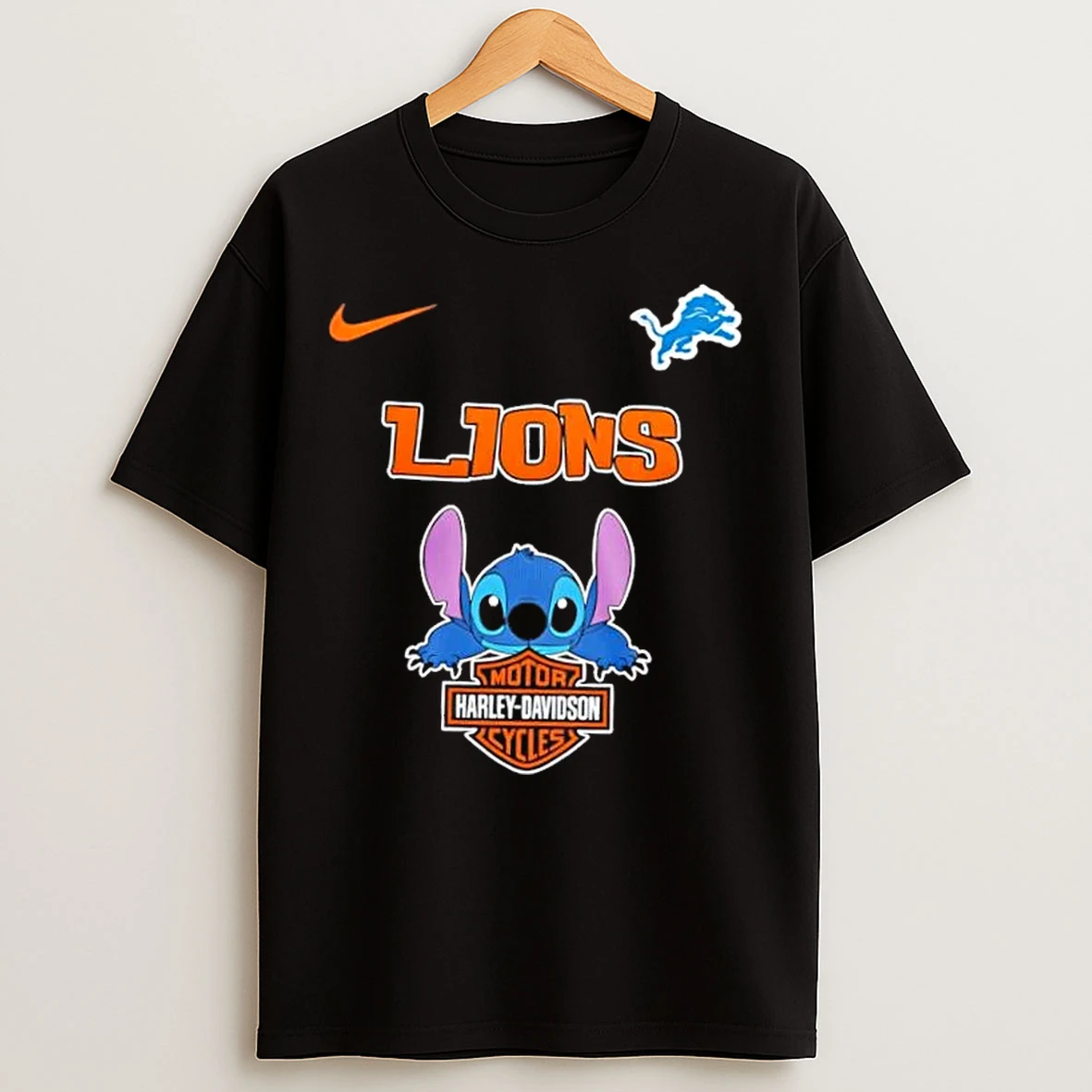 Classic Nfl Detroit Lions Stitch Harley Davidson T Shirts