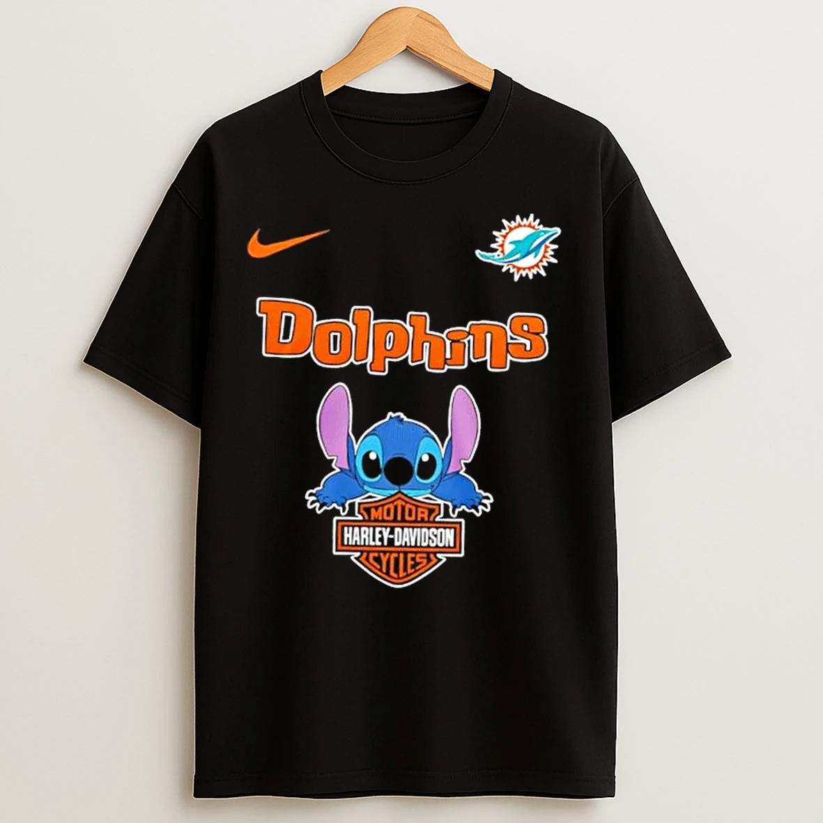 Classic Nfl Miami Dolphins Stitch Harley Davidson T Shirts