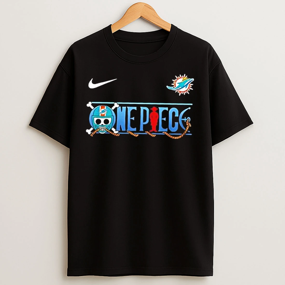 Classic Nfl Miami Dolphins X One Piece Wanted Monkey D Luffy T Shirts