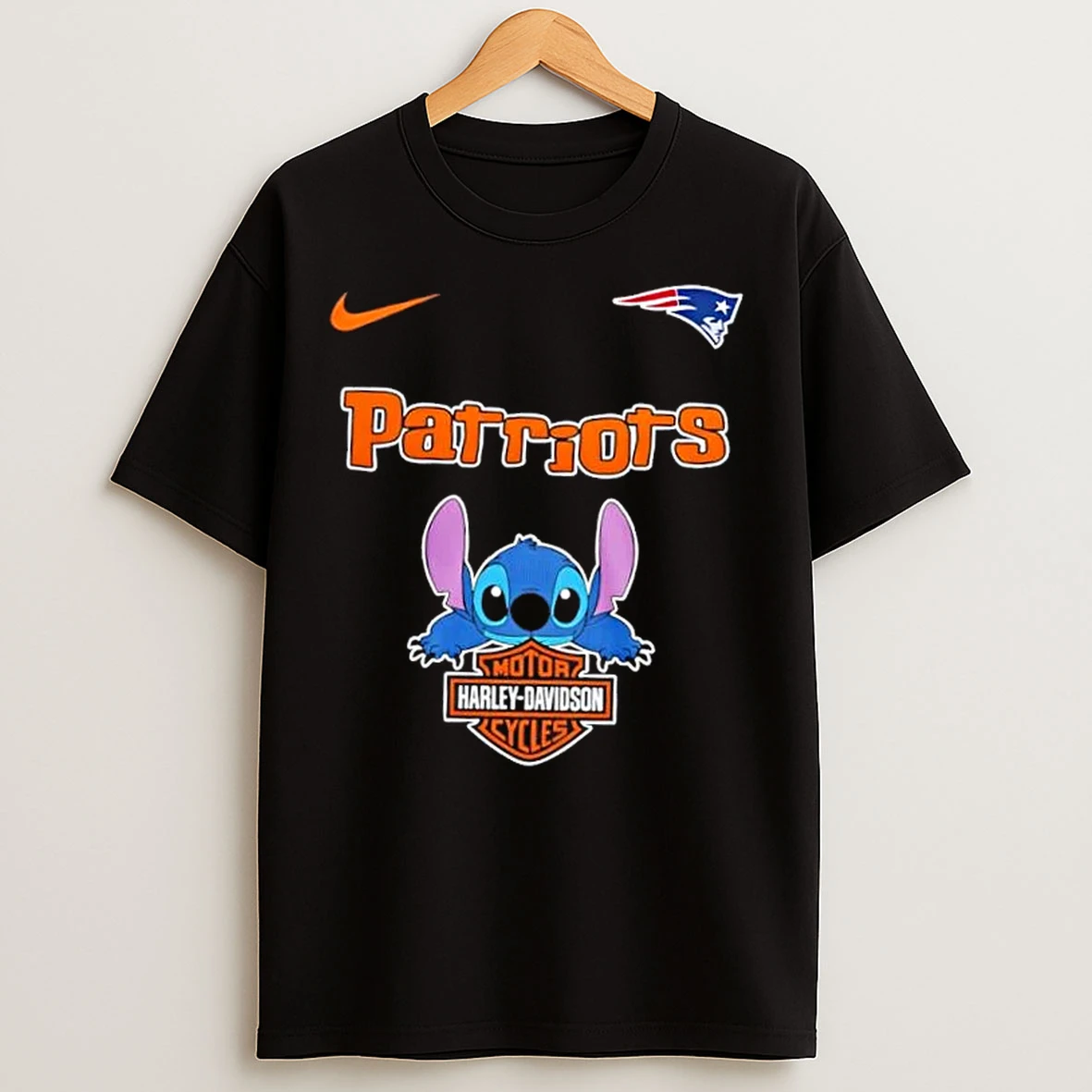 Classic Nfl New England Patriots Stitch Harley Davidson T Shirts