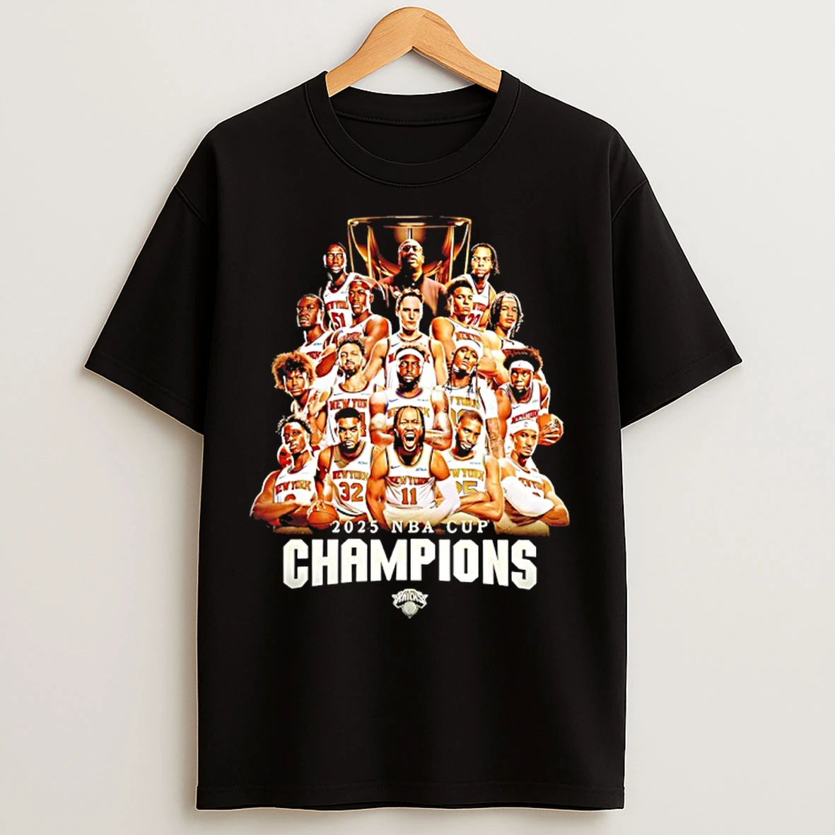 Classic Ny Knicks Emirates Nba Cup Champions 2025 Team Collage T Shirts
