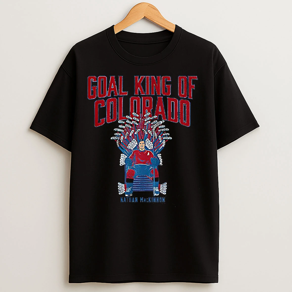 Classic Nathan Mackinnon Colorado Avalanche Ice Hockey Goal King Of Colorado Throne T Shirts