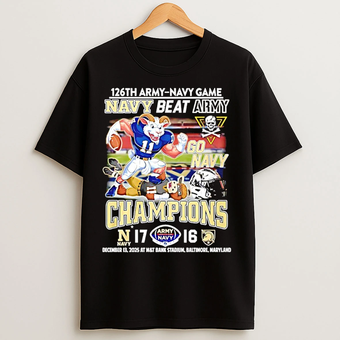 Classic Navy Midshipmen 126th Army Navy Game Champions Navy Beat Army Mascot T Shirts