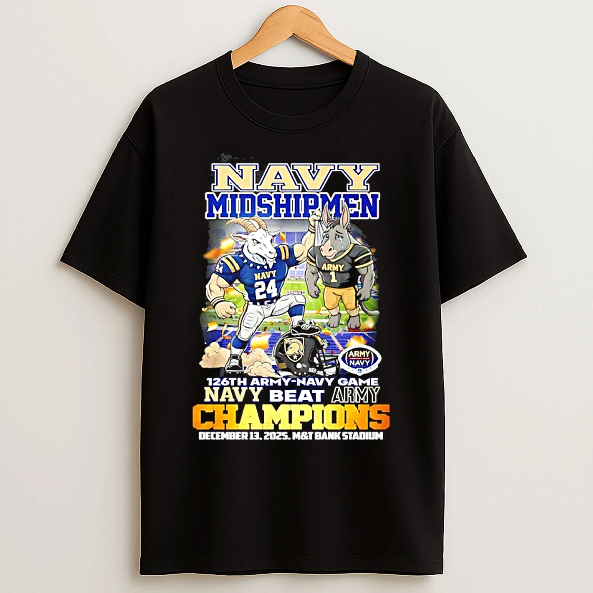 Classic Navy Midshipmen 126th Army Navy Game Navy Beat Army Champions Mascot T Shirts