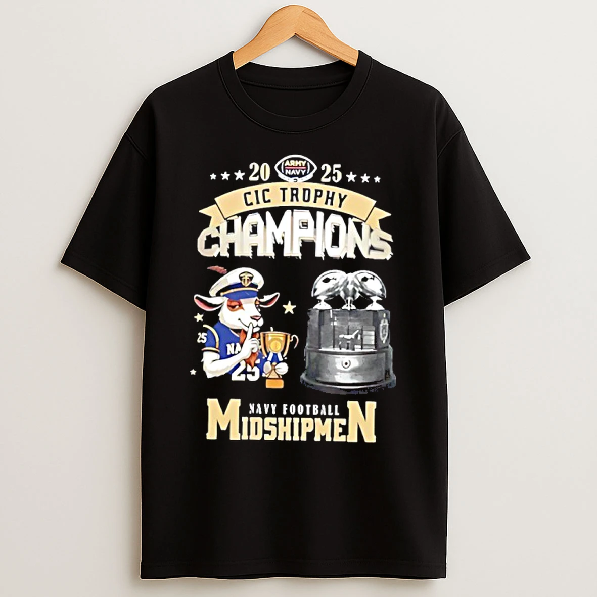 Classic Navy Midshipmen 2025 Cic Trophy Champions Mascot T Shirts