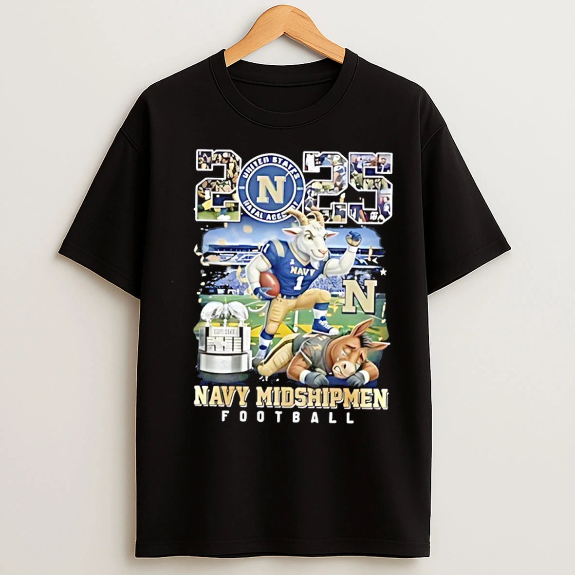 Classic Navy Midshipmen 2025 Commander In Chiefs Trophy Champions Mascot T Shirts