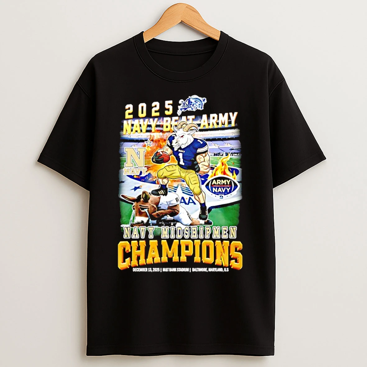 Classic Navy Midshipmen 2025 Navy Beat Army Champions Mascot T Shirts