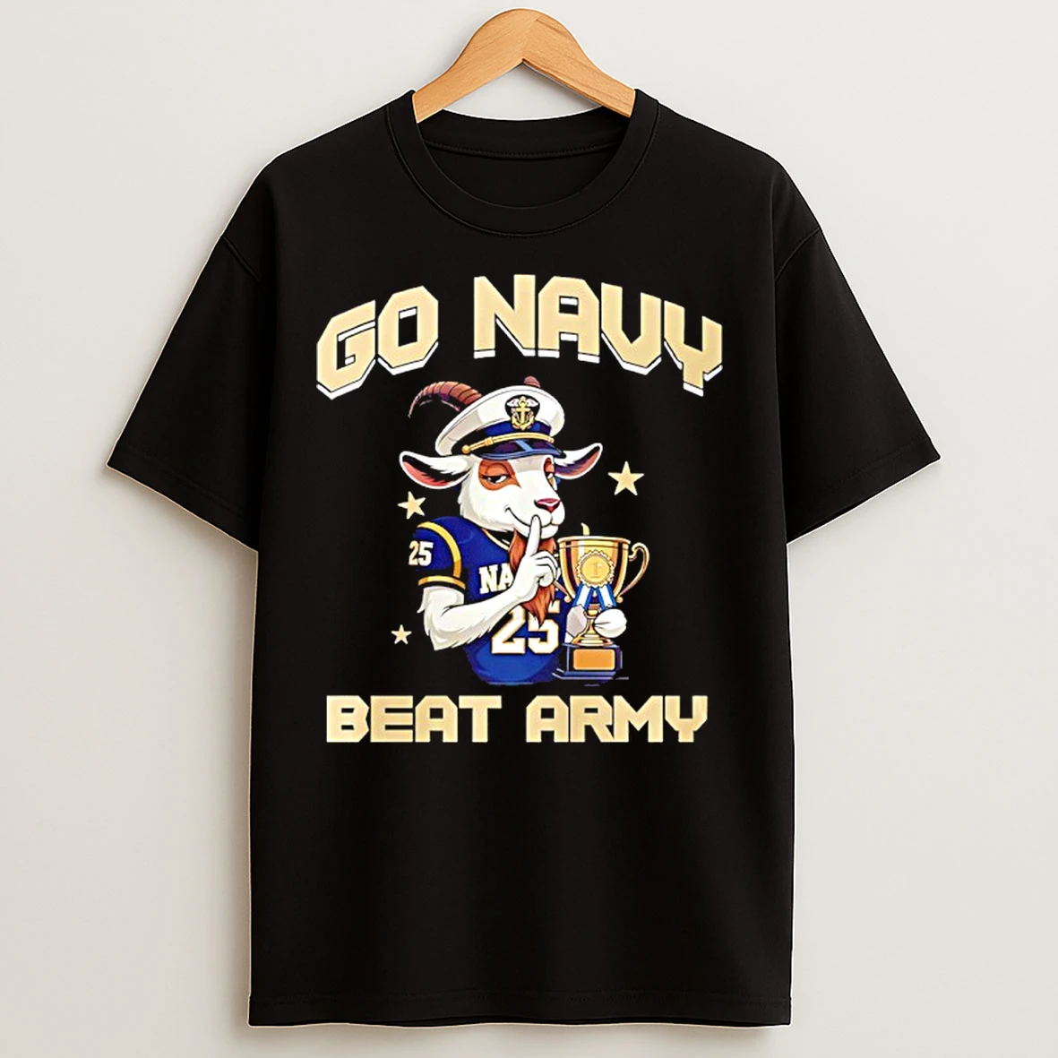 Classic Navy Midshipmen Football 2025 Cic Trophy Champions Go Navy Beat Army Mascot T Shirts