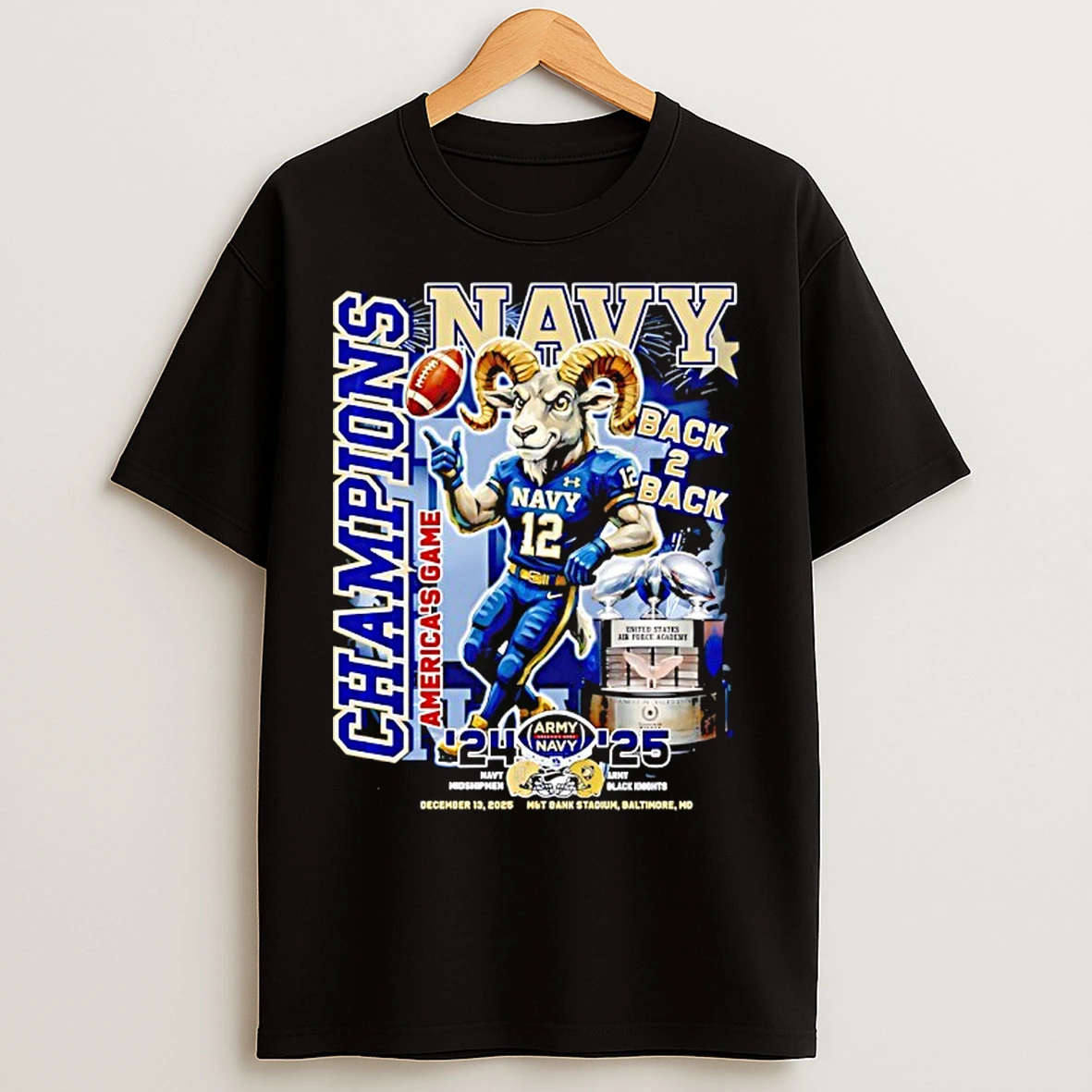 Classic Navy Midshipmen And Army Black Knights Champions Americas Game Back 2 Back T Shirts