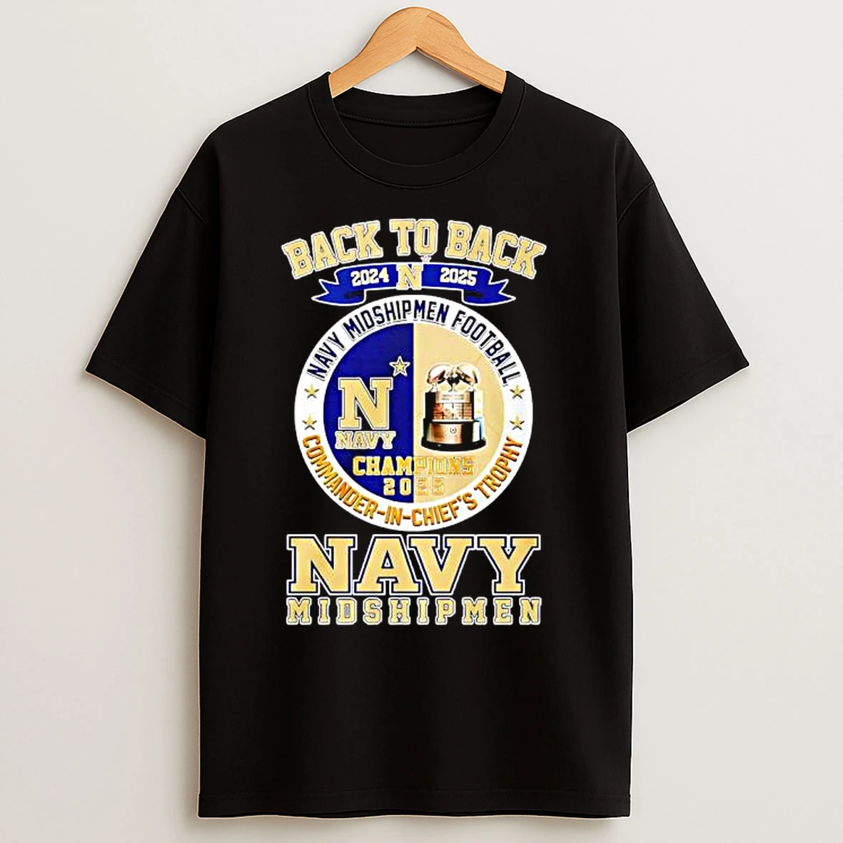 Classic Navy Midshipmen Football Commander In Chiefs Trophy Back To Back T Shirts