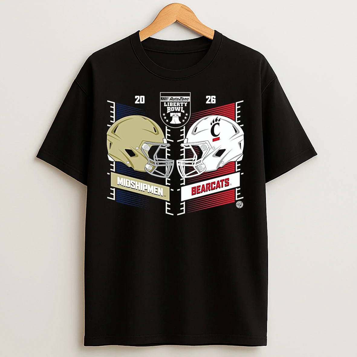 Classic Navy Midshipmen Vs Cincinnati Bearcats 2026 Autozone Liberty Bowl Head To Head T Shirts