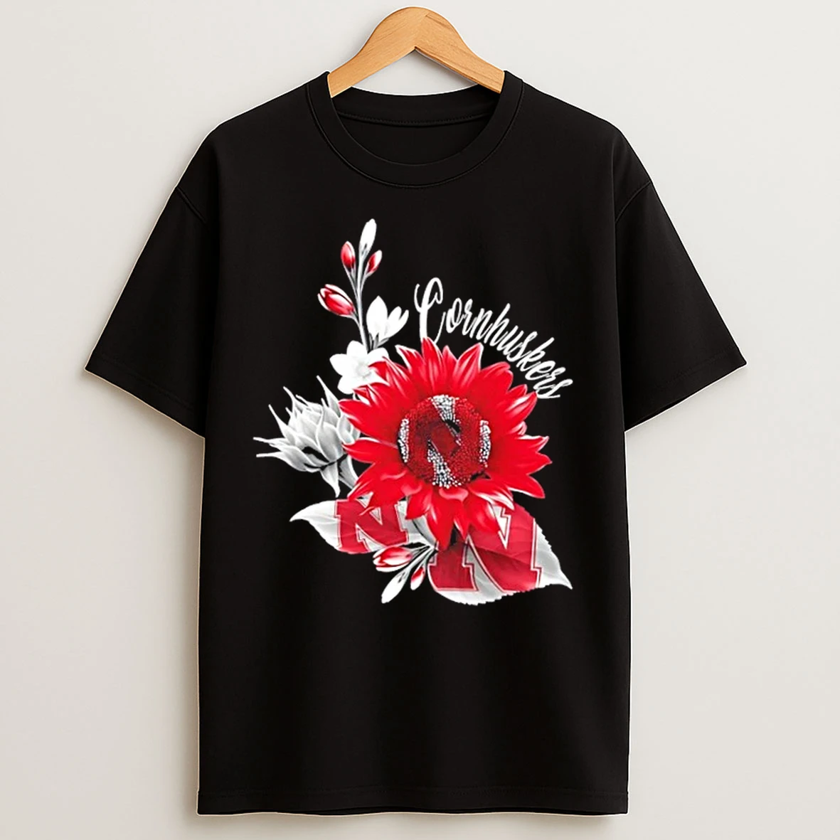 Classic Nebraska Cornhuskers Football X Sunflower Floral T Shirts