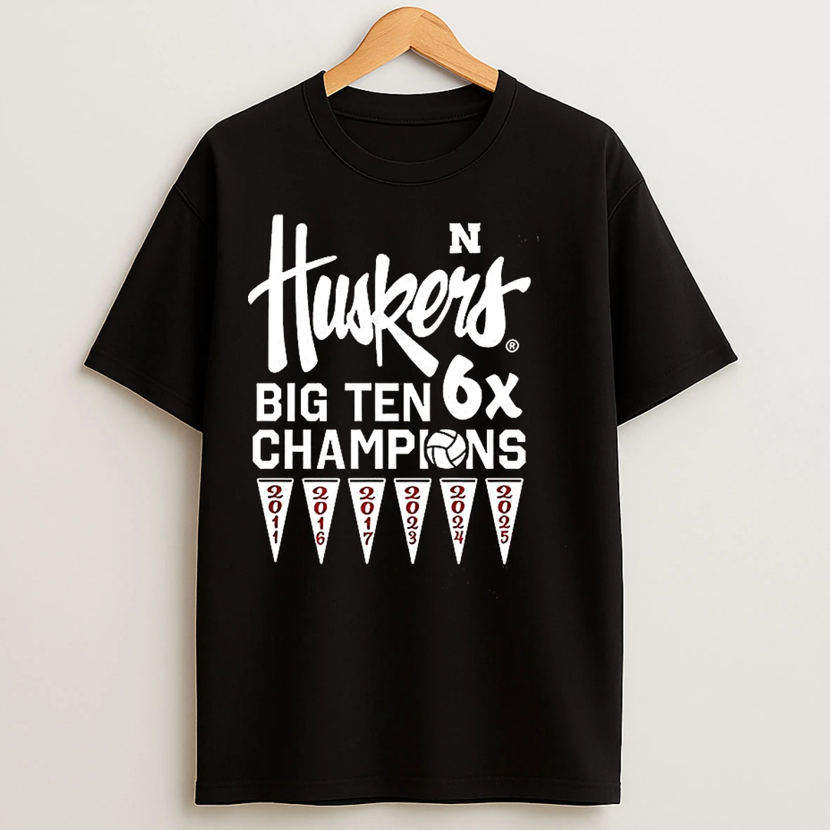 Classic Nebraska Cornhuskers Volleyball Big Ten 6x Champions 2025 T Shirts