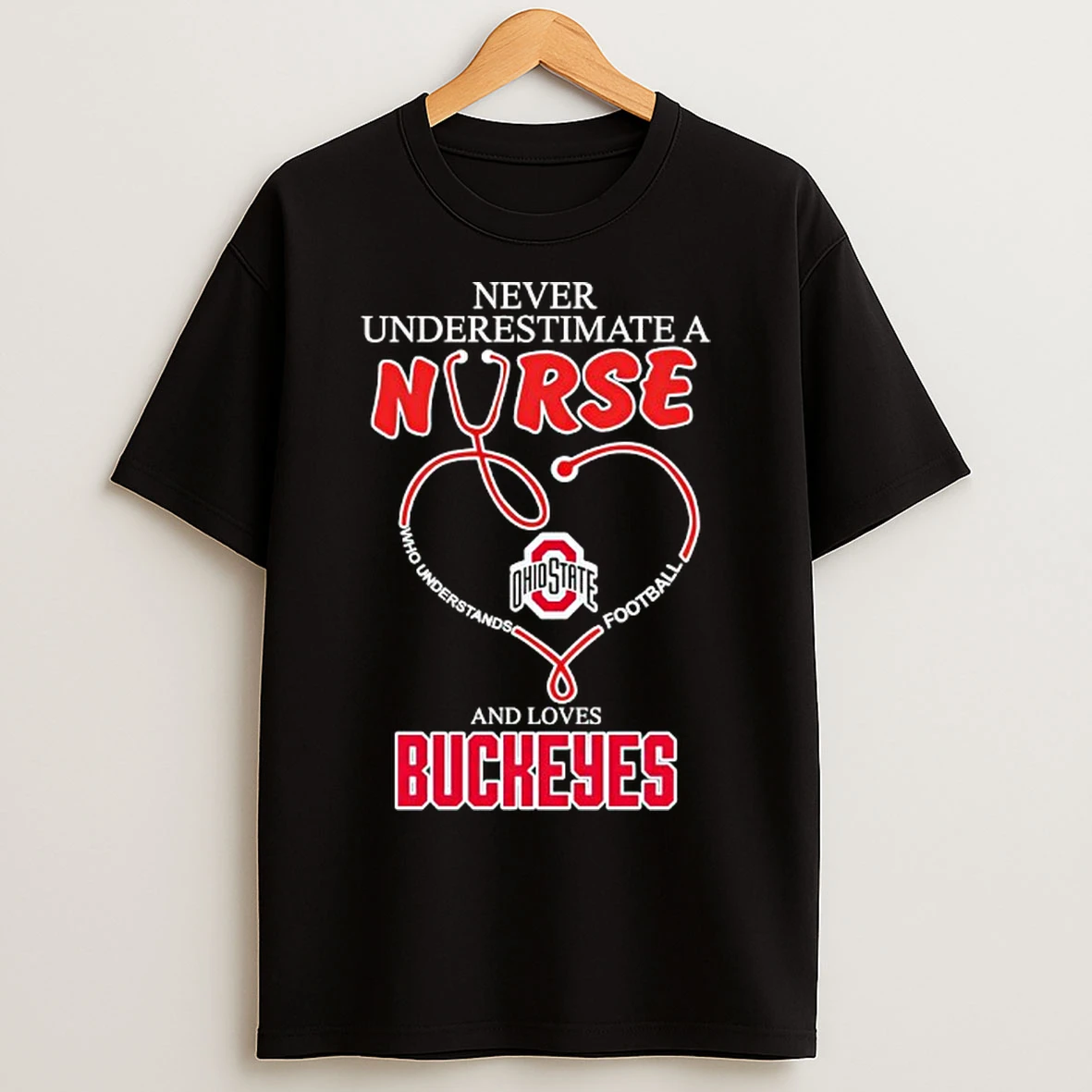 Classic Never Underestimate A Nurse Who And Loves Ohio State Buckeyes T Shirts