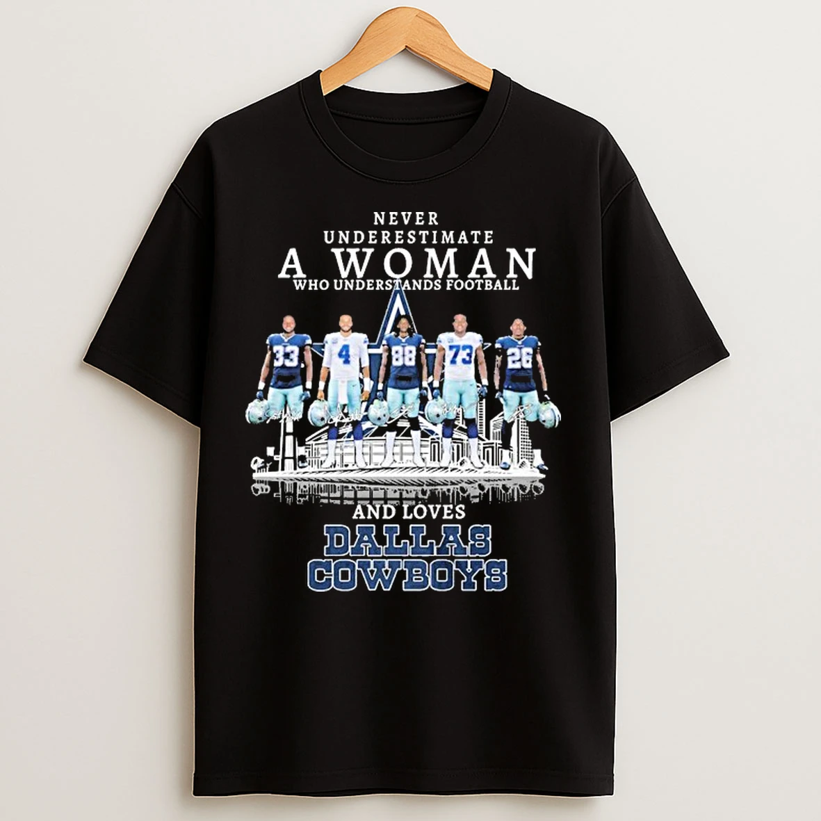 Classic Never Underestimate A Woman Who Understands Football And Loves Dallas Cowboys Signatures Players T Shirts
