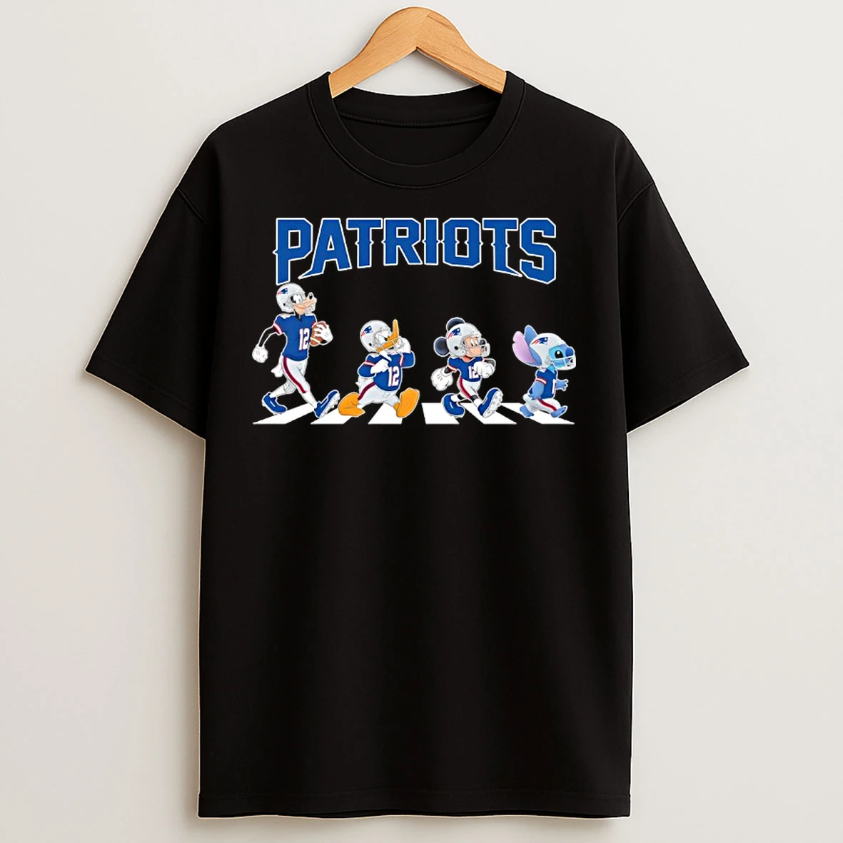 Classic New England Patriot X Goofy X Donald Duck X Mickey Mouse X Stitch Abbey Road T Shirts
