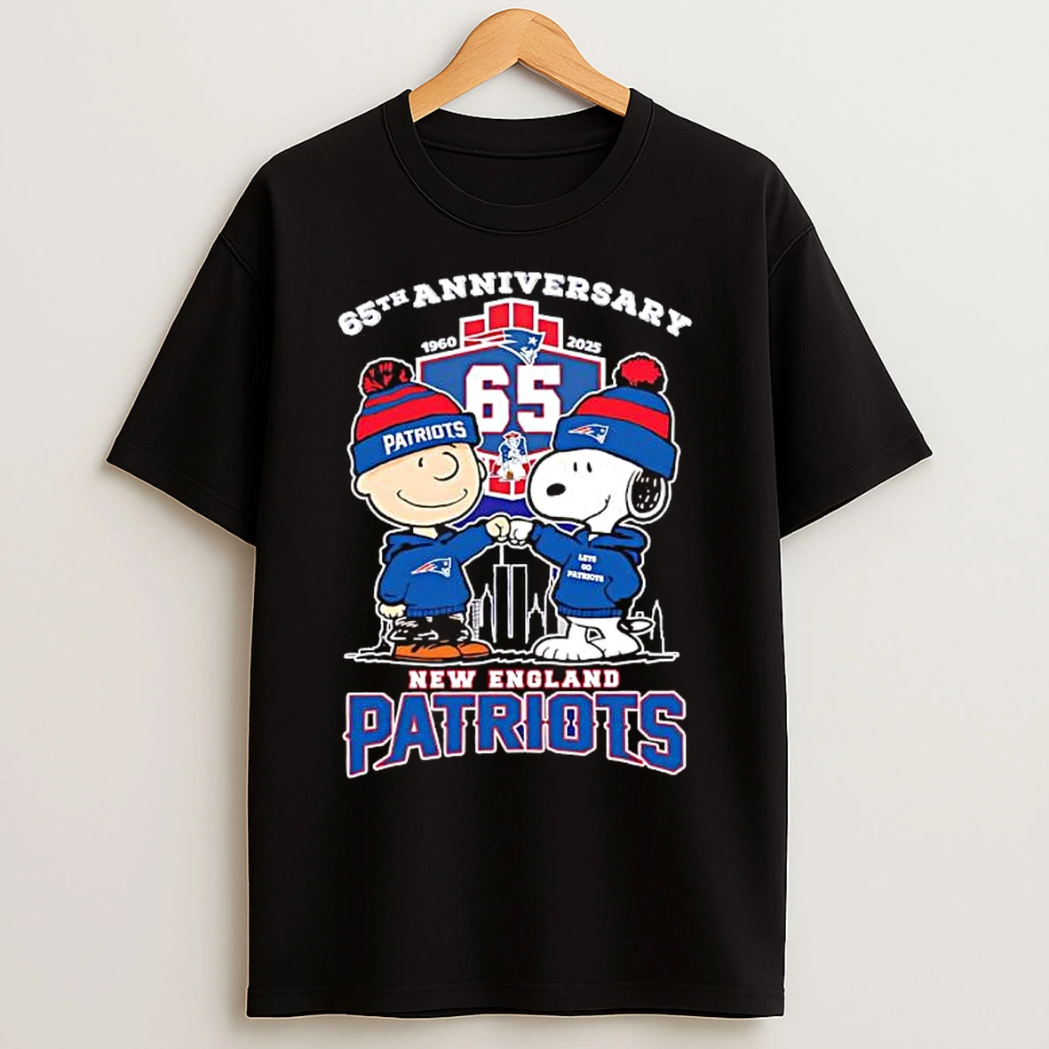 Classic New England Patriots 65th Anniversary 1960 2025 Peanuts Characters T Shirts
