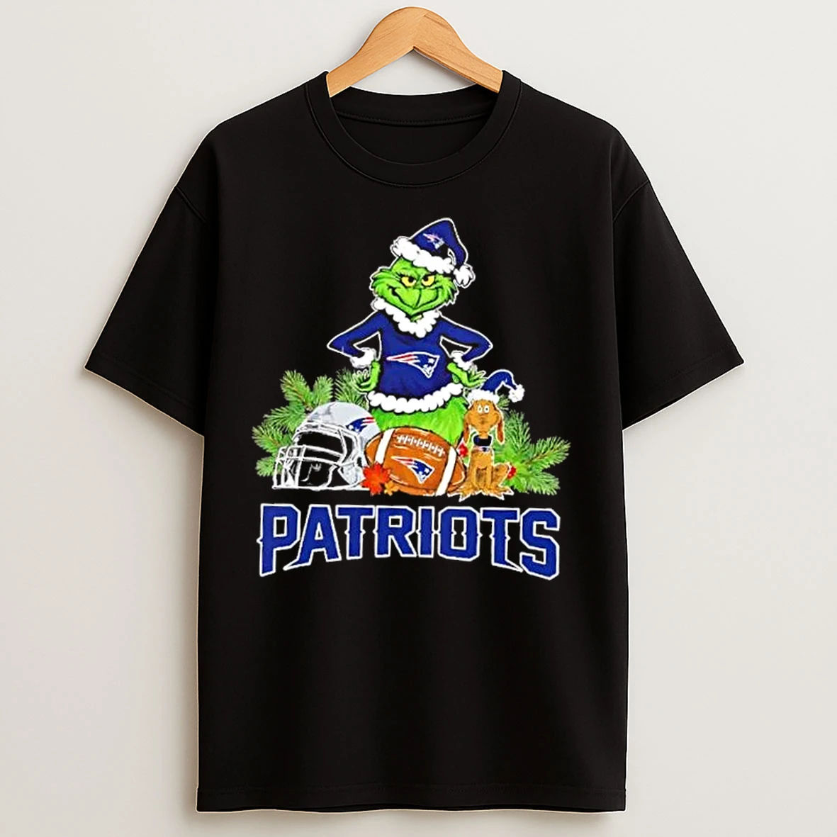 Classic New England Patriots Football X Grinch Merry Christmas Graphic T Shirts