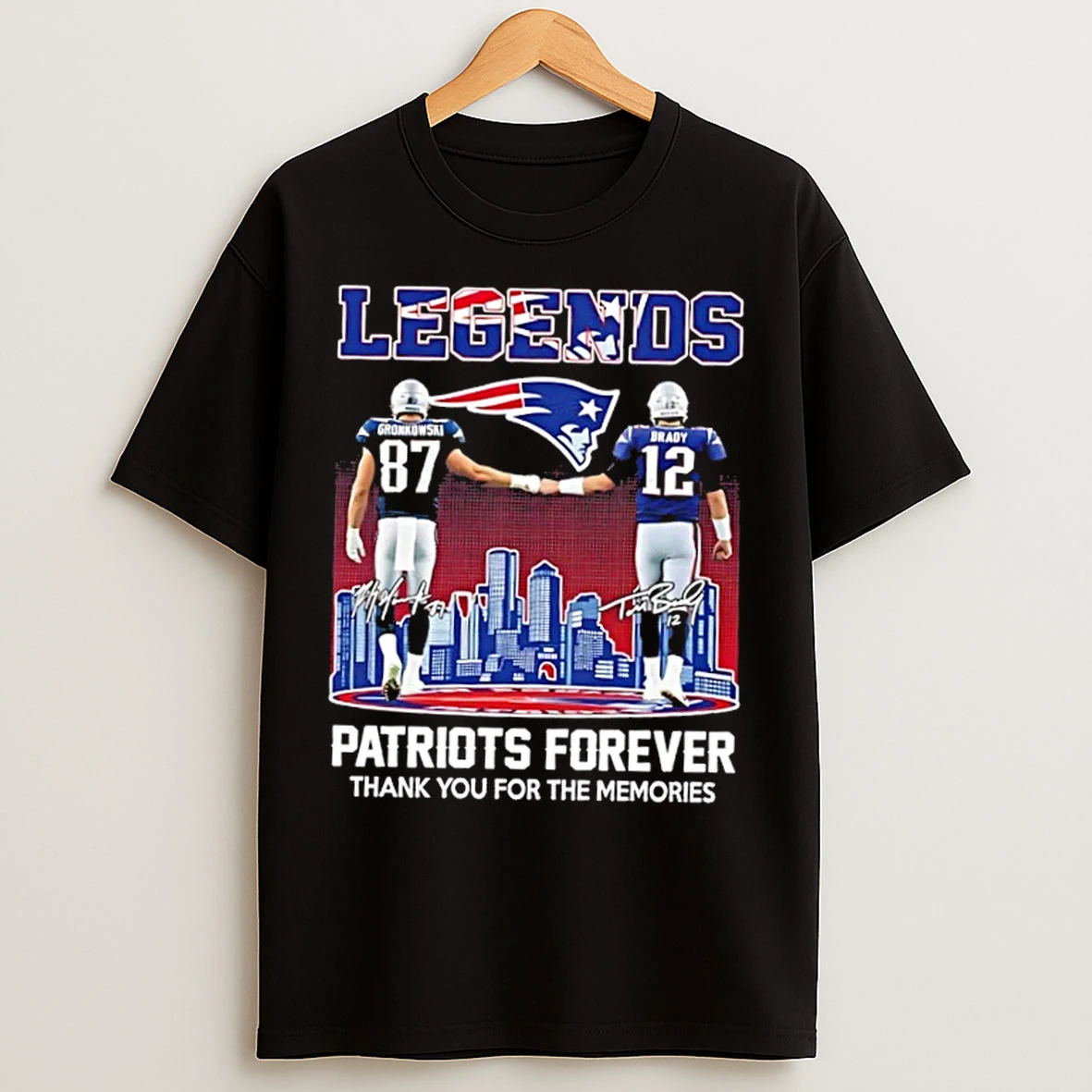 Classic New England Patriots Forever Legends Gronkowski X Brady Skyline T Shirts