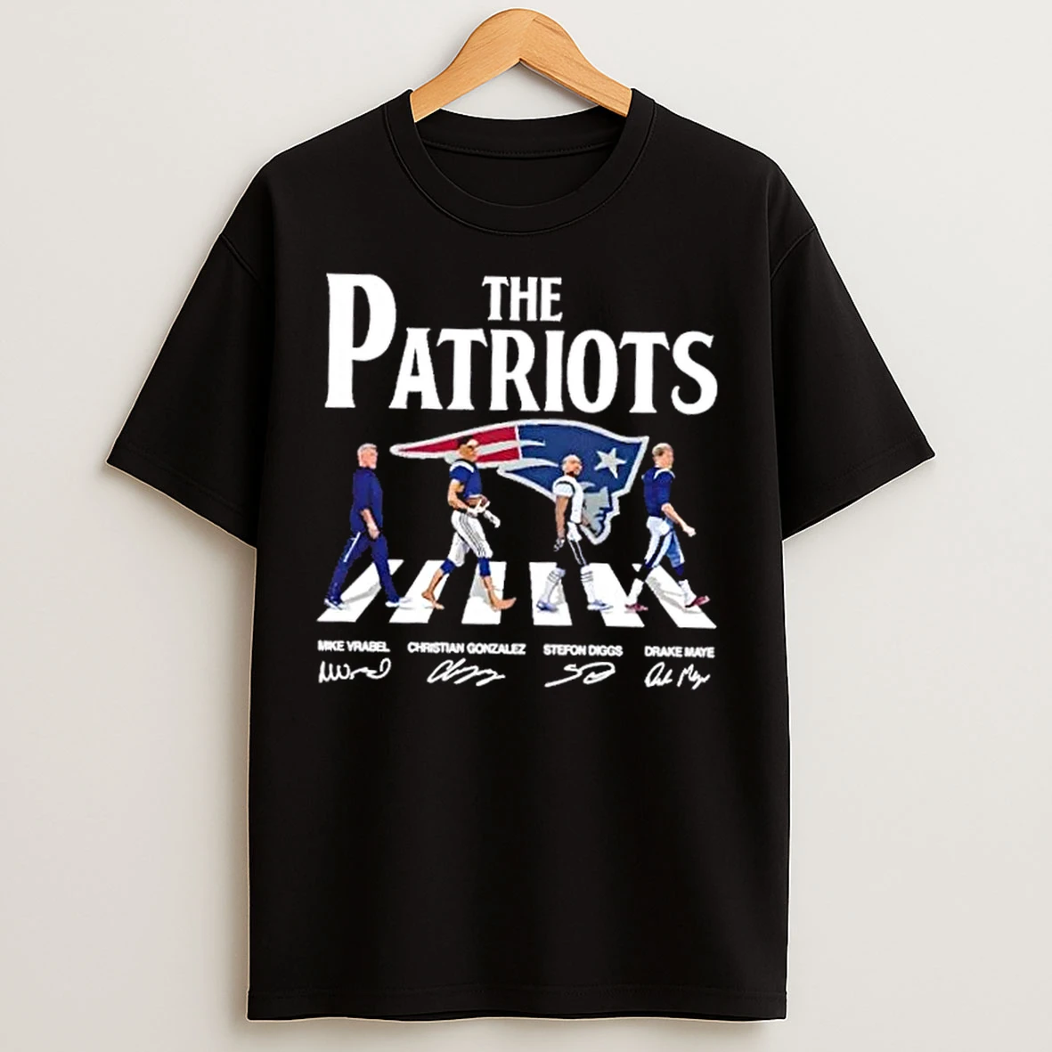 Classic New England Patriots Mike Vrabel Gonzalez Diggs Maye Abbey Road Signatures T Shirts