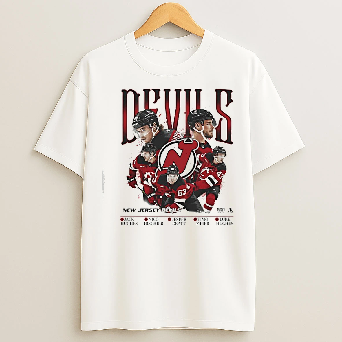 Classic New Jersey Devils 5 Stars Jack Hughes Nico Hischier Jesper Bratt Time Meier Luke Hughes T Shirts