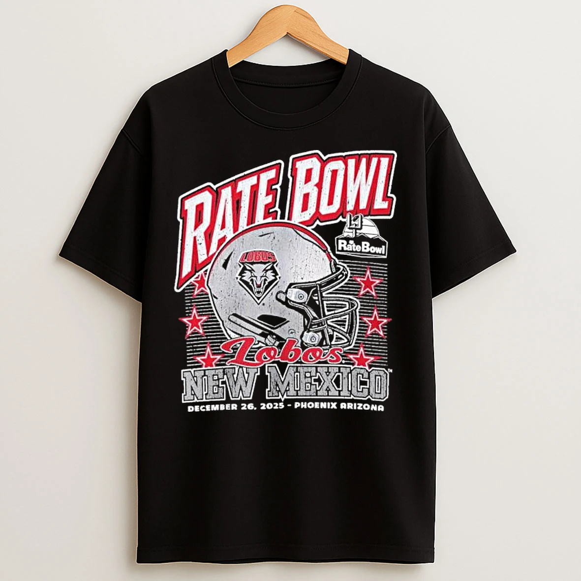 Classic New Mexico Lobos 2025 Rate Bowl Vintage Helmet Beveled T Shirts