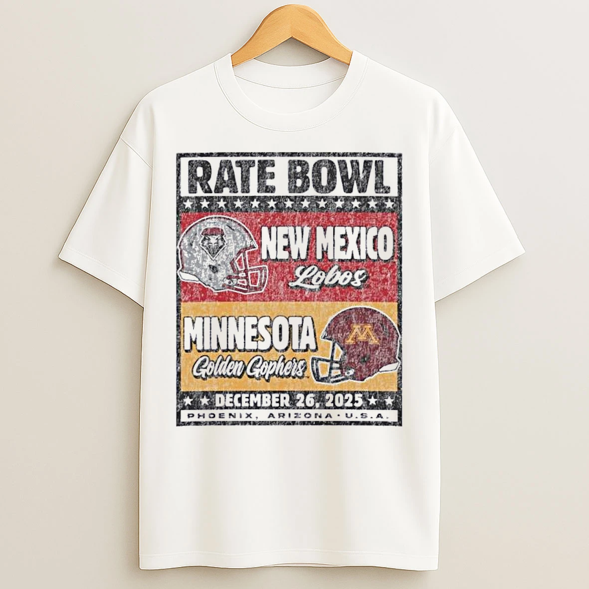 Classic New Mexico Lobos Vs Minnesota Golden Gophers 2025 Rate Bowl Vintage T Shirts