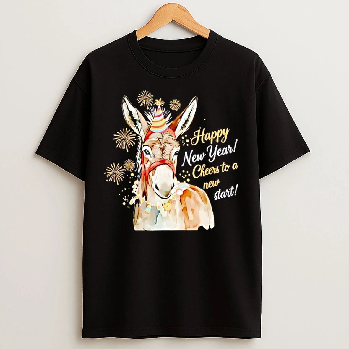 Classic New Year Donkey Farm Animal Farmgirl Happy New Year T Shirts