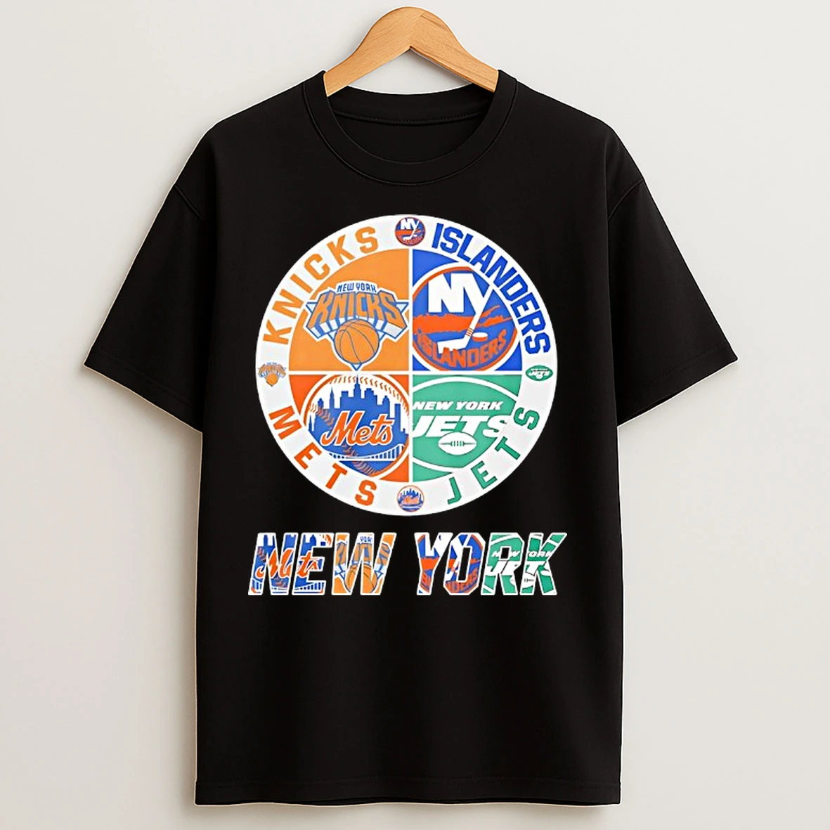 Classic New York Islanders New York Mets New York Jets New York Knicks Mashup Logo T Shirts