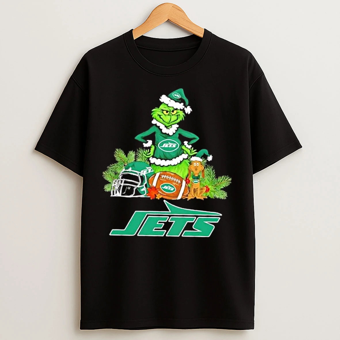 Classic New York Jets Football X Grinch And Max Dog Merry Christmas T Shirts