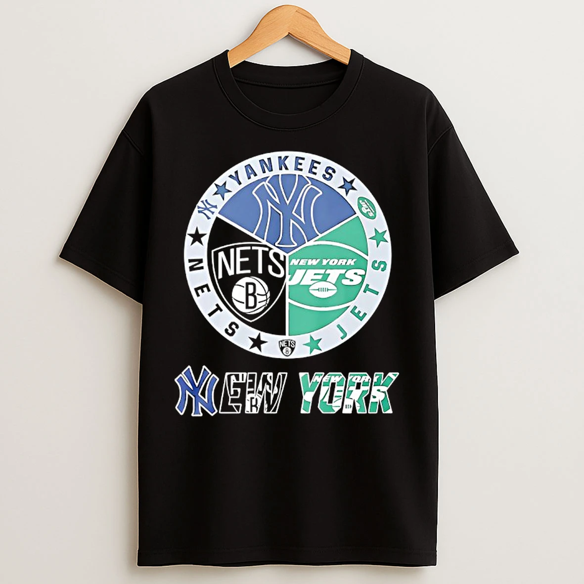 Classic New York Jets New York Nets New York Yankees Mashup Logo T Shirts