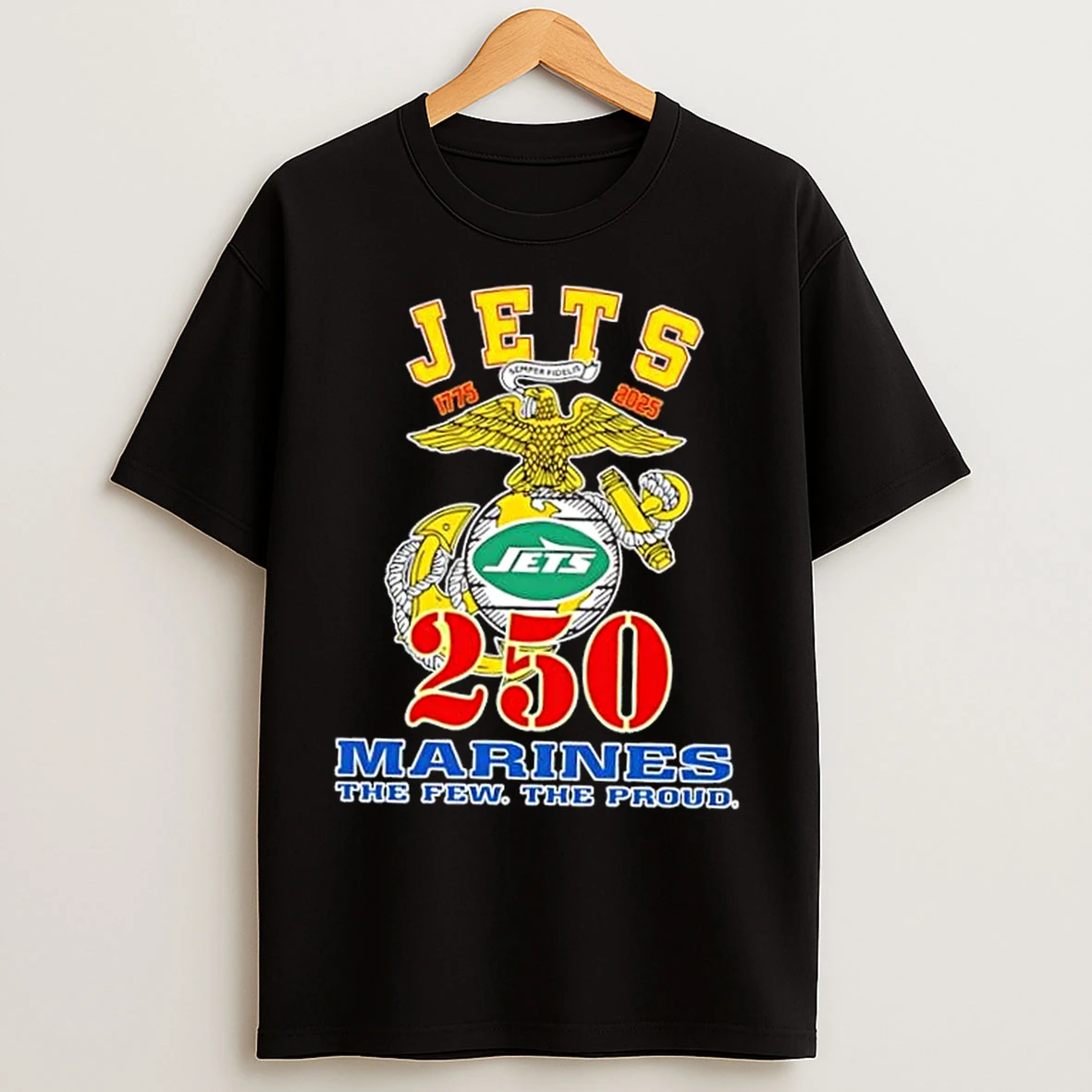 Classic New York Jets X U S M C 250th Birthday Celebration T Shirts