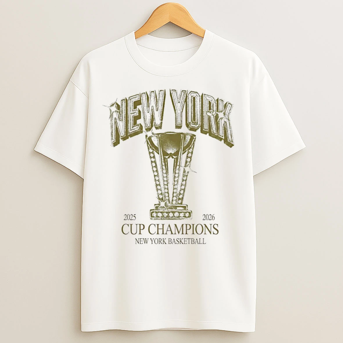 Classic New York Knicks 2025 2026 Cup Champions Trophy Diamond T Shirts