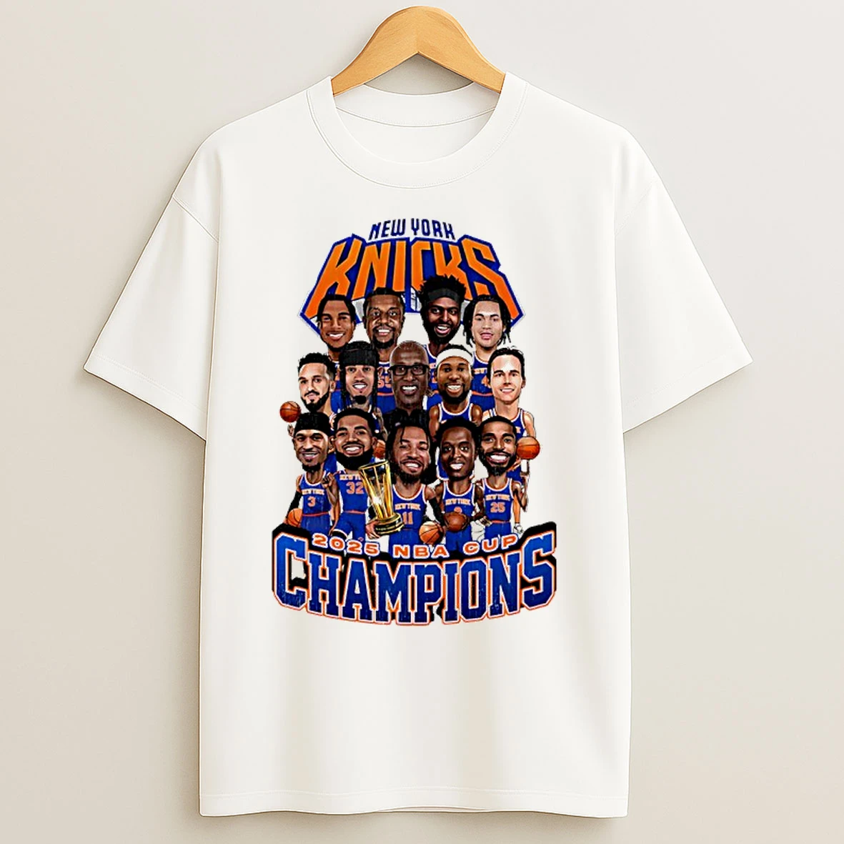 Classic New York Knicks 2025 Nba Cup Champion Caricature T Shirts