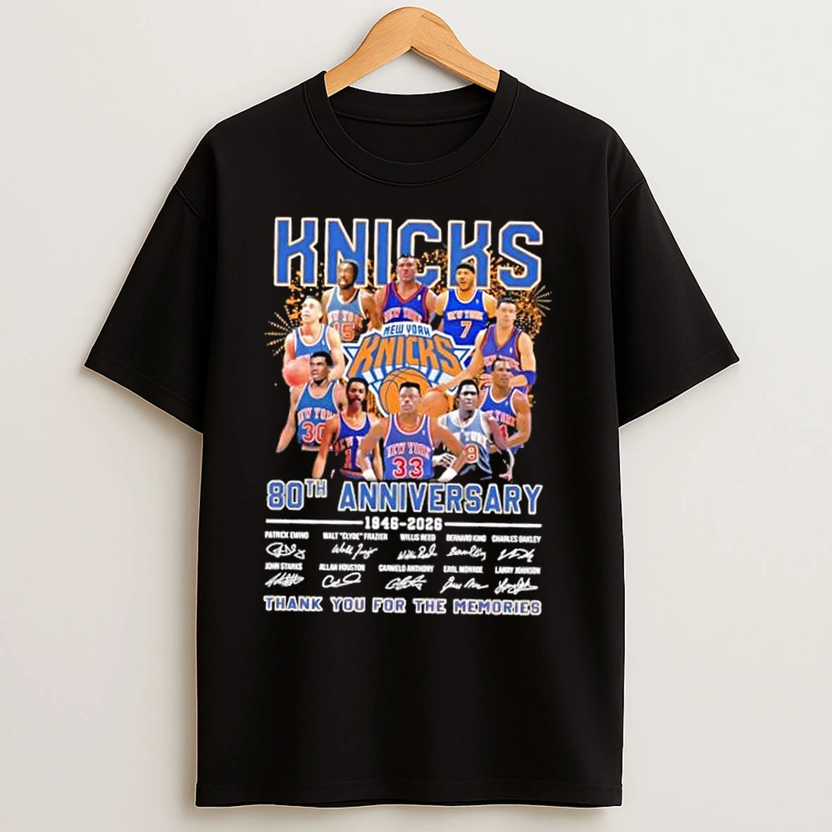 Classic New York Knicks Larry Johnson And Legends 80th Anniversary 1946 2026 Thank You For The Memories Signatures T Shirts